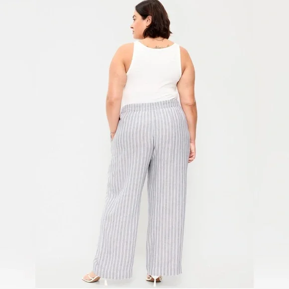 🆕 Old Navy Women's High-Waisted Linen-Blend Wide-Leg Pants - Picture 8 of 16